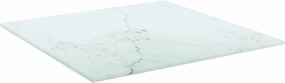 322253 vidaXL Плот за маса бял 40x40см 6мм закалено стъкло с мраморен дизайн