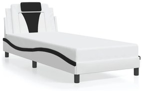 3208074 vidaXL Рамка за легло Viana без матрак, бяло-черна, 90x200 см, изкуствена кожа