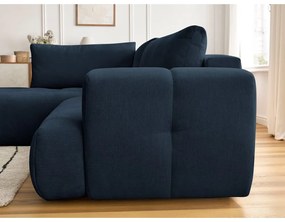 Тъмносин сгъваем/с място за съхранение ъглов диван (ляв ъгъл/L форма) Fuji – Bobochic Paris