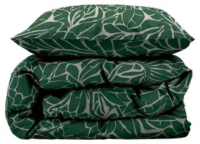 Зелено единично спално бельо от дамаск 140x200 cm Abstract leaves – Södahl