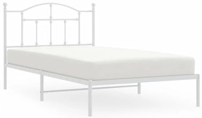 353484 vidaXL Метална рамка за легло с горна табла, бяла, 107x203 см