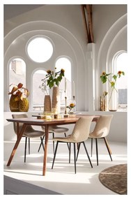 Кафява трапезна маса с акациев плот 100x220 cm Quenza – Light &amp; Living