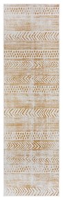 Външен килим в бяло и цвят жълта охра 80x350 cm Biri – NORTHRUGS