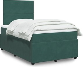 3294607 vidaXL Боксспринг легло с матрак, тъмнозелено, 120x200 см, кадифе