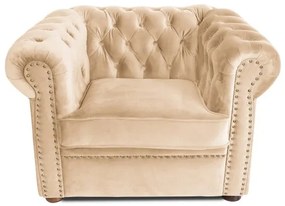 Фотьойл Chesterfield в бежов цвят 94х90х66 см