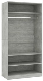 800229 vidaXL Гардероб, бетоново сиво, 100x50x200 см, ПДЧ