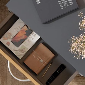 Нощно шкафче Jamie с LED осветление и USB - 55 × 40 × 28 cm Бял