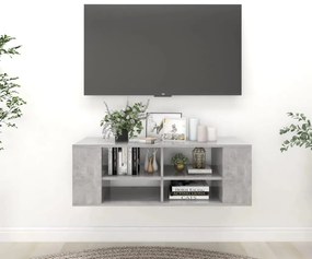 806242 vidaXL ТВ шкаф за стенен монтаж, бетонно сив, 102x35x35 см