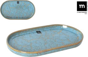 Плато овал LA MEDITERRANEA Scratch Blue, Порцелан - 31×18 cm