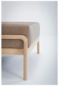 Светлокафява табуретка от биволска кожа с масивна дъбова конструкция Fawn - Gazzda