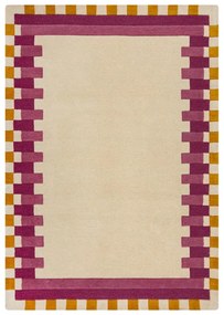 Жълто-розов ръчно изработен вълнен килим 160x230 cm Kai Wool Border – Flair Rugs