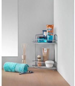 Ъглов стенен стоманен рафт за баня в сребристо - Metaltex