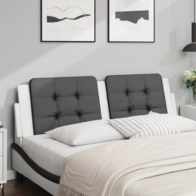 374872 vidaXL Мека табла за легло Zadar, черна и бяла, 160 см, изкуствена кожа