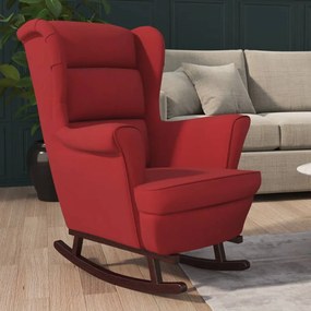 329368 vidaXL Люлеещ се стол с крилца, бордо, кадифе и масивно дърво