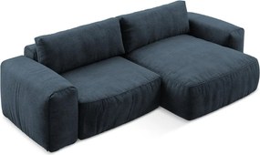 Тъмносин шенилов сгъваем ъглов диван (десен ъгъл) Kuki – Makamii