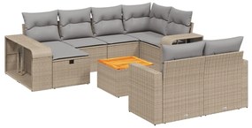 3266259 vidaXL Градински диван с възглавници, 11 части, бежов полиратан
