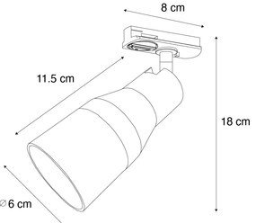 Модерен прожектор черен с тъмно бронзов интериор за релсова система 1-фазен - Iconic Kohua