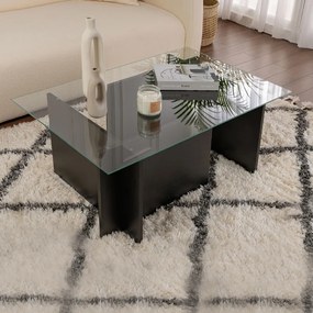 Масичка за кафе Vetrino от меламин - закалено стъкло в черен цвят 105x65x40см.