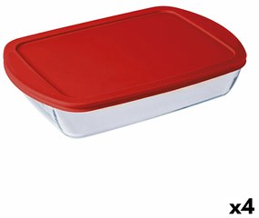 Правоъгълна Кутия за Обяд с Капак Ô Cuisine Cook & store Прозрачен Силикон Cтъкло (4,5 L) (4 броя)