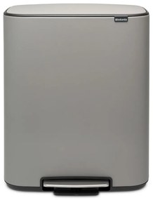Светлосиво стоманено кошче за боклук за рециклиране с педал 60 l Bo – Brabantia