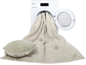 Ръчно изработен памучен детски килим подходящ за пране в цвят каки и кремаво 120x160 cm Hippy Dots Olive – Lorena Canals