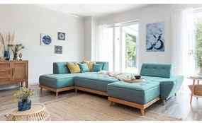 Тюркоаз разтегателен ъглов диван (ляв ъгъл/"U" форма) Dazzling Daisy – Miuform