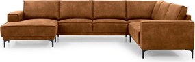 Кафяв ъглов диван от изкуствена кожа (ляв ъгъл/"U") Copenhagen - Scandic