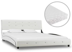 Sonata Легло с матрак, бяло, изкуствена кожа, 140x200 см