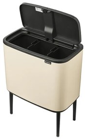 Кош за боклук Brabantia Bo Touch 1005550, 3x11 л, Плавно и безшумно отваряне, Голям отвор, Бежов