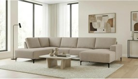 Светлокафяв шенилов ъглов диван (ляв ъгъл/U форма) Fabian – Scandic