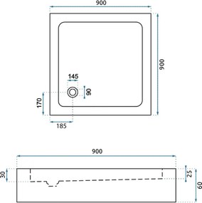 Корито за душ кабина Rea Savoy Black 90x90