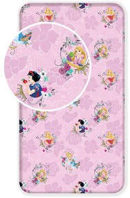 Розов еластичен памучен детски чаршаф 90x200 cm The Pincesses "Pink" – Jerry Fabrics