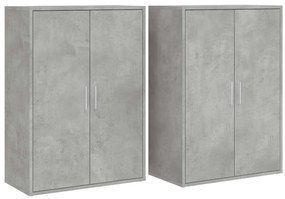 3276570 vidaXL Сайдборди, 2 бр, бетонно сиви, 60x31x84 см, инженерно дърво