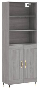 3189939 vidaXL Висок шкаф, сив сонома, 69,5x34x180 см, инженерно дърво
