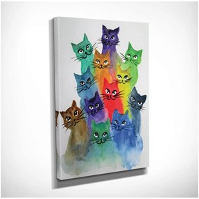 Живопис върху платно Happy Cats, 30 x 40 cm - Wallity