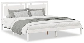 3309208 vidaXL Рамка за легло без матрак, бял, 200x220 см, масивна дървесина