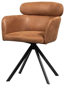 Тапициран трапезен стол с подлакътници в цвят кафяв коняк Fenne – WOOOD