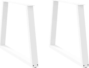 4012577 vidaXL Крака за трапезна маса, V-образни, 2 бр., бели, 90 x (72-73,3) см, стомана
