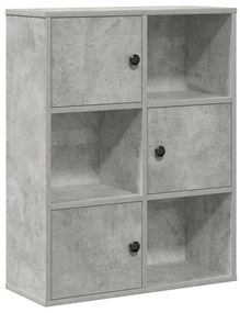 860385 vidaXL Библиотека, бетонно сива, 60x24x76,5 см, инженерно дърво