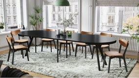 ЕКСПАНСО Черен мат/черни крака - ГОЛЯМА КРЪГЛА МАСА Ø110 РАЗТЕГАТЕЛНА ДО 310 cm С КРАКА Y ЛОФТ/ИНДУСТРИАЛНА