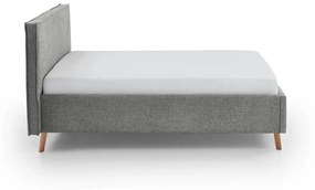 Сиво тапицирано двойно легло с място за съхранение с включена подматрачна рамка 140x200 cm Riva – Meise Möbel
