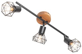 Прожектор черен с дърво, въртящ се и наклоняващ се 3-светлина - Mosh