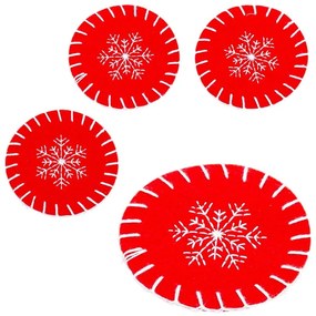 Червени подложки с коледен мотив в комплект от 4 - Casa Selección