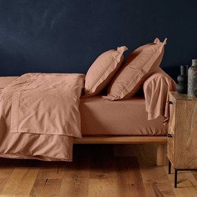Еластичен памучен чаршаф в цвят сьомга 160x200 cm Lina – douceur d'intérieur