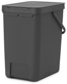 Кош за разделно събиране на боклук Brabantia Sort&Go 1003237, 25 л, Дръжка, Възможност за стенен монтаж, Тъмносив