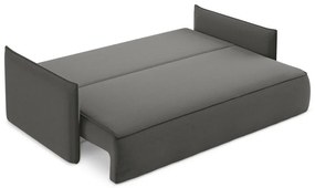Тъмносив кадифен разтегателен диван с място за съхранение 225 cm Hula – Makamii