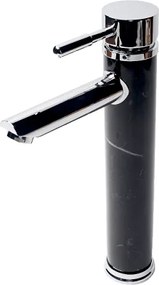 Стоящ смесител за умивалник ICL 1458236B PIETRA NERO, месинг, хром + черен, 31см