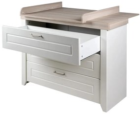 Бял нисък скрин в декор от бряст с масичка за преповиване 120x98 cm Felicia - Roba