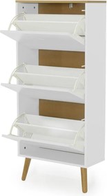 Бяла етажерка за обувки с крака от дъбово дърво с 3 копчета Dot - Tenzo