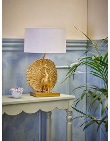 Настолна лампа в златист цвят с текстилен абажур (височина 58,5 cm) Peacock – Bloomingville